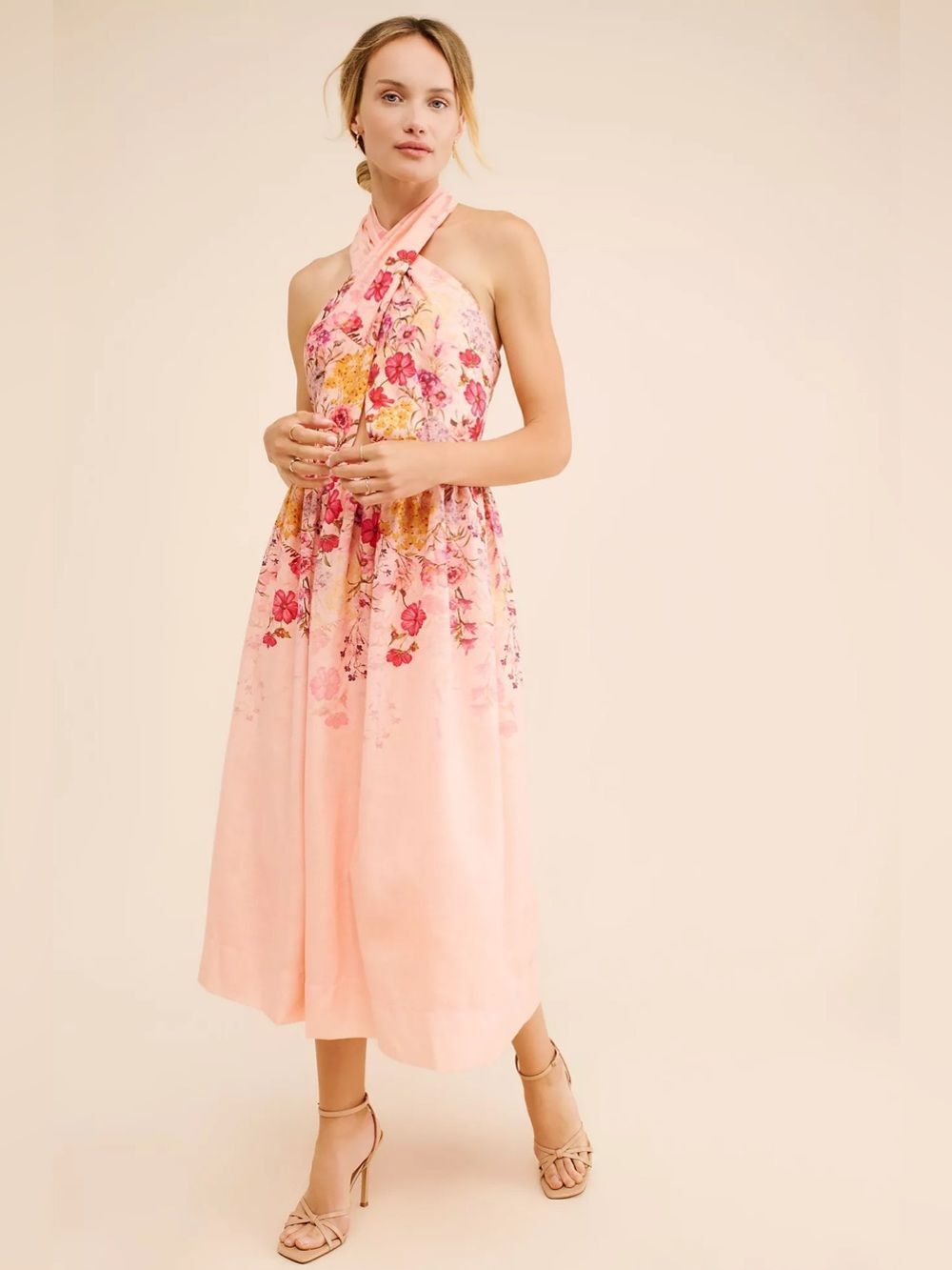 New Anthropologie Let Me Be Florentine Halter Midi Dress Size L